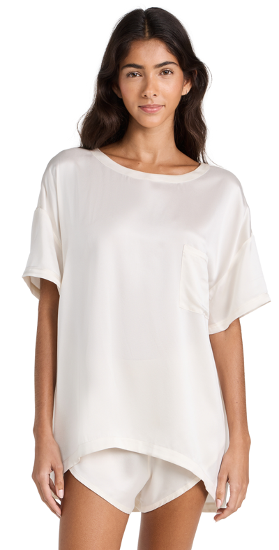 Lunya Washable Silk Tee Set In Tranquil White