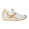 Loewe Flow Runner 2.0 Sneakers In White/brown Nylon And Suede Women In Animal Print