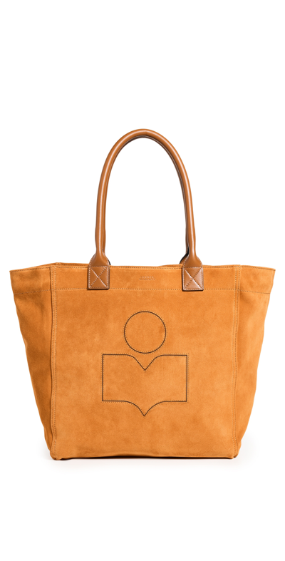 Isabel Marant Small Yenky Logo Suede Tote In Orange