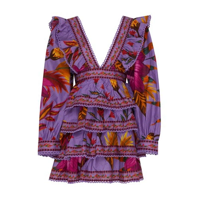 Farm Rio Purple Flower Mini Dress In Maxi_flowers_purple | ModeSens