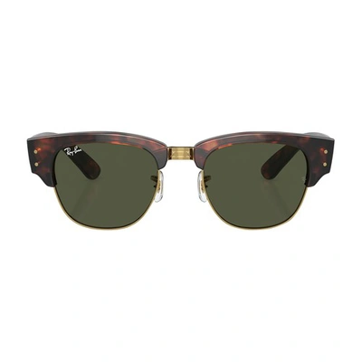 Ray Ban Mega Clubmaster 玳瑁纹效果太阳眼镜 In Tortoise_on_gold_green