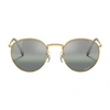 Ray Ban Unisex Polarized Sunglasses, Rb3637 New Round 47 In Gold_polar_clear_gradient_dark_green