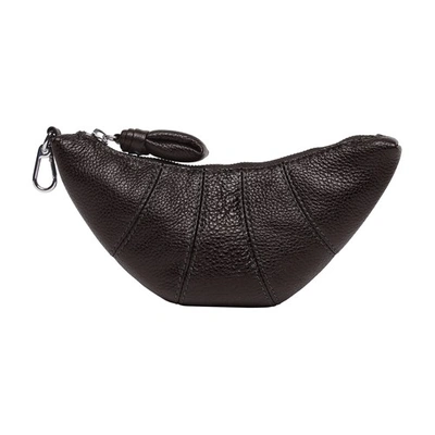 Lemaire Croissant Coin Purse W/ Neck Strap In Dark Chocolate