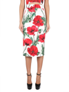 Dolce & Gabbana Poppy-print High-waisted Silk-blend Midi Skirt In Multicolor