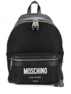 Moschino Black Printed Backpack In Black