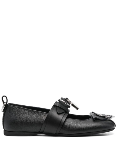 Jw Anderson Padlock-embellished Leather Ballerina Shoes In Black