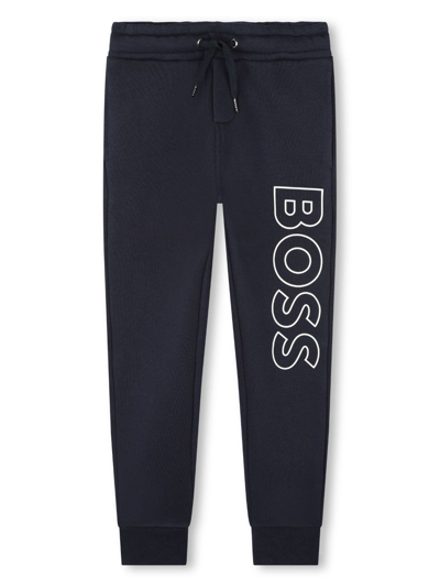 Bosswear Kids' Logo-print Cotton-blend Track Pants In Blue