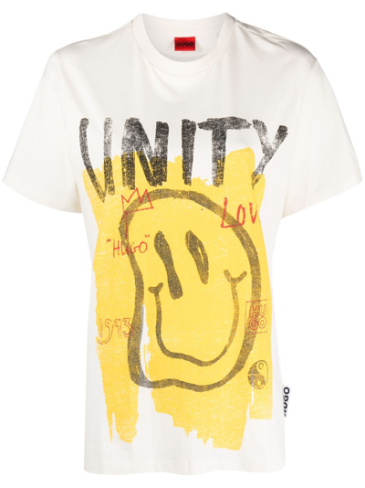 Hugo Cotton-jersey T-shirt With Doodle Motifs In White
