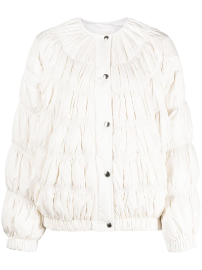 Chloé Quilted Nylon Jacket In Seedpearl Beige
