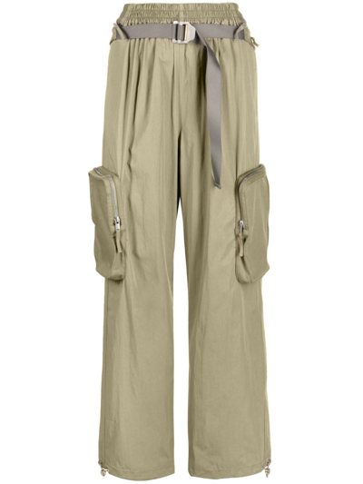 Dion Lee Belted-waist Blouson Trousers In Green