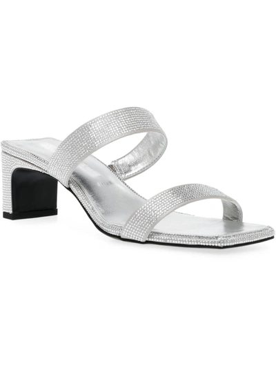 Anne Klein Jaimie Womens Embellished Slip-on Mules In Silver