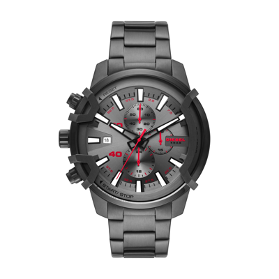 Diesel Men's Chronograph Griffed Gunmetal-tone Stainless Steel Bracelet Watch 48mm In Grey