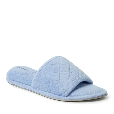 DEARFOAMS WOMENS BEATRICE QUILTED MICROFIBER TERRY SLIDE SLIPPER