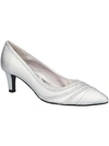 Easy Street Womens Leather Pointed Toe Kitten Heels In Multi
