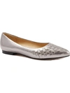 Trotters Estee Woven Womens Leather Slip On Ballet Flats In Silver