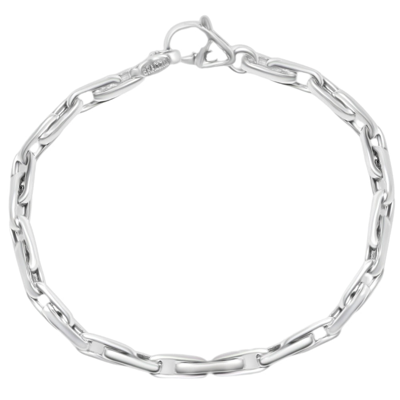 Pompeii3 Men's Link 14k Gold (20gram) Or Platinum (32gram) 5mm Bracelet 8.5" In Silver