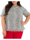 Maree Pour Toi Tweed Fringe Blouse In Black Tweed In Multi