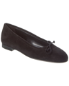 Manolo Blahnik Veralli Suede Bow Ballerina Flats In Black
