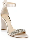Jewel Badgley Mischka Jameson Womens Satin Rhinestone Heel Sandals In Multi