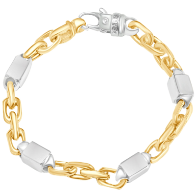 Pompeii3 Men's Figaro Link 14k Gold (32gram) Or Platinum (52gram) 7.5mm Bracelet 8.5" In Silver