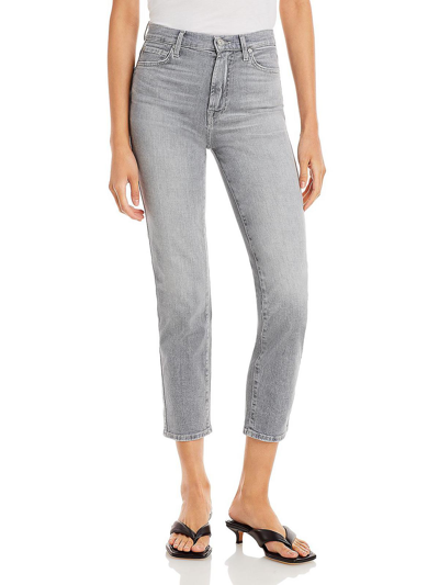 7 For All Mankind High Waist Cropped Muse Straight Ankle Jean In Blue