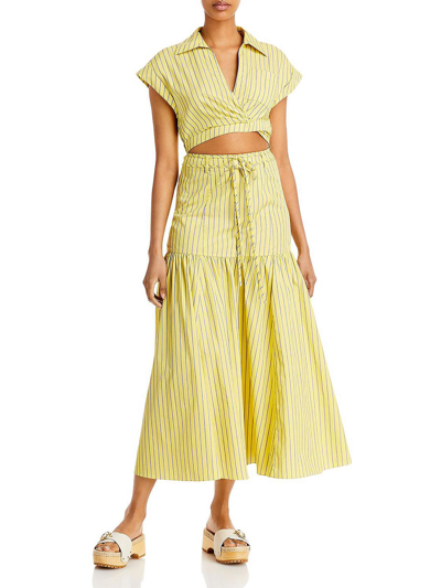 Derek Lam 10 Crosby Striped Cutout Cotton-poplin Maxi Shirt Dress In Multi