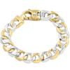 Pompeii3 Men's Solid 14k Gold (70grams) Or Platinum (112gram) Two Tone 13mm Bracelet 9" In Silver