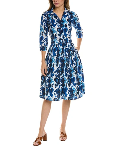 Samantha Sung Audrey 1 3/4-sleeve Shirtdress In Blue