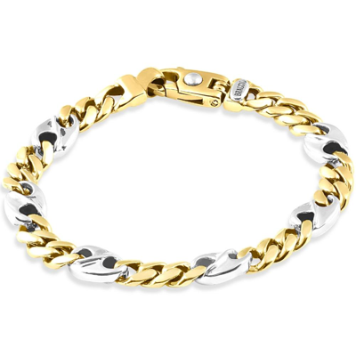 Pompeii3 Men's Figaro 14k Gold (43gram) Or Platinum (70gram) 8mm Link Bracelet 8.25" In Multi