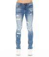 Hvman Strat Bleach Splatter Ripped Super Skinny Jeans In Blue