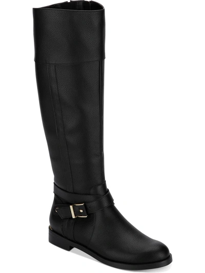 Kenneth Cole Reaction Wind Riding Boot Womens Faux Leather Knee-high Riding Boots In Black