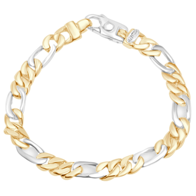 Pompeii3 Men's Figaro Link 14k Gold (43gram) Or Platinum (69gram) 8mm Bracelet 8.5" In Silver
