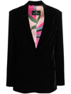 Etro Black Single-breasted Blazer With Floral Lining In Black