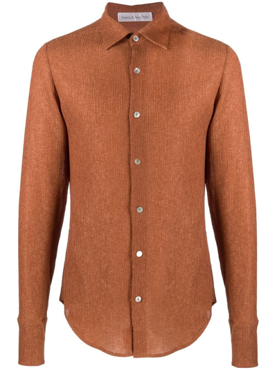 Ludovic De Saint Sernin Crinkled-crepe Shirt In Brown