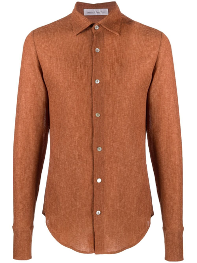 Ludovic De Saint Sernin Crinkled-crepe Shirt In Terracota