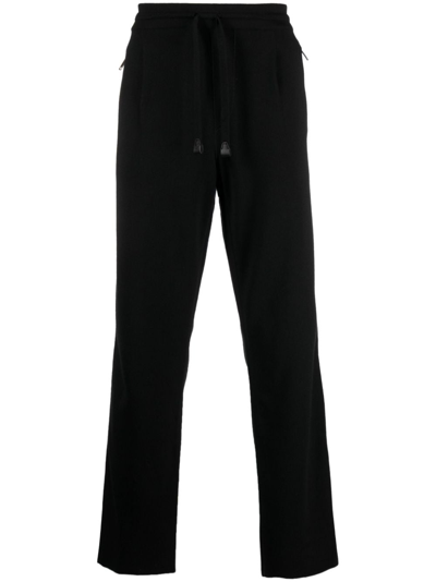 Brioni Drawstring-waist Straight-leg Trousers In Black