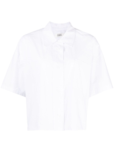 Studio Tomboy Patch-pocket Cropped Shirt In White