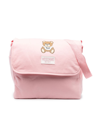 Moschino Teddy-bear-print Padded Changing Bag In Pink