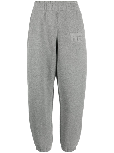 Alexander Wang High-waisted Glitter Track Pants In Grey