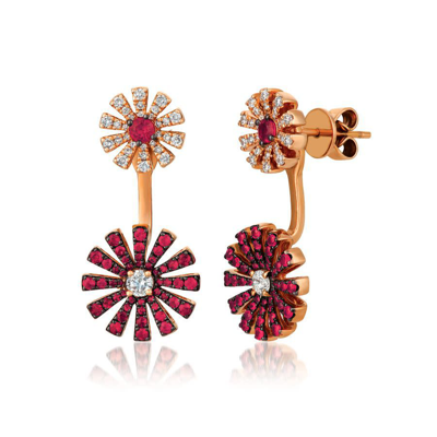 Le Vian Ladies Passion Ruby Collection Earrings Set In 14k Strawberry Gold In Rose Gold-tone