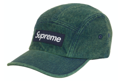 Pre-owned Supreme Denim Camp Cap (ss23) Overdyed Green