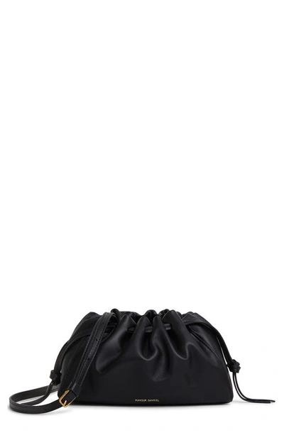 Mansur Gavriel Mini Bloom Leather Drawstring Bag In Black/ Flamma