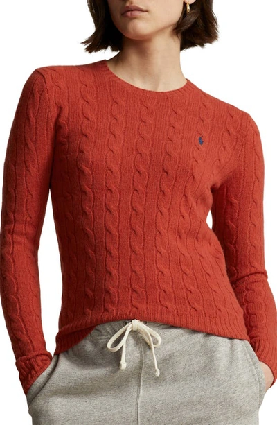 Polo Ralph Lauren Wool And Cashmere Cable-knit Sweater In Faded Red