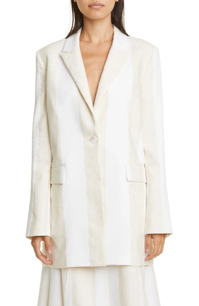 Partow Leo Paneled Cotton And Linen-blend Blazer In Ivory
