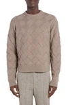 Bottega Veneta 3d Intreccio Crewneck Wool Sweater In Riverbed