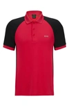 Hugo Boss Pauletech Slim Fit Colorblock Polo In Medium Pink