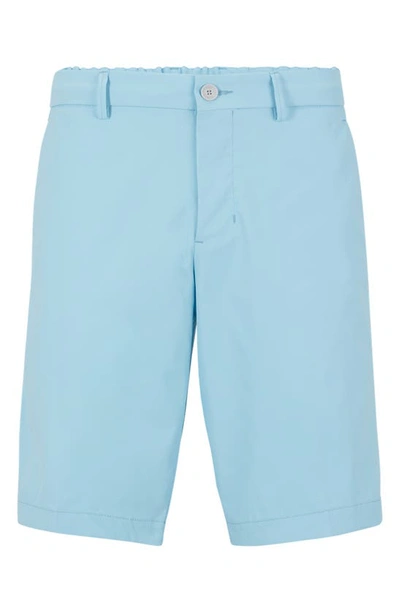 Hugo Boss Drax Slim Fit Water Repellent Flat Front Shorts In Light Blue