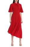Maggy London Asymmetrical Midi Dress In Salsa Red