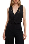 Bardot Callista Pinstripe Vest In Black/ White