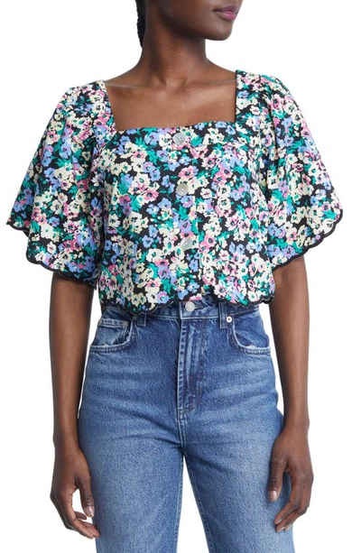Rails Kit Floral Square Neck Crop Blouse In Wildflower Meadow